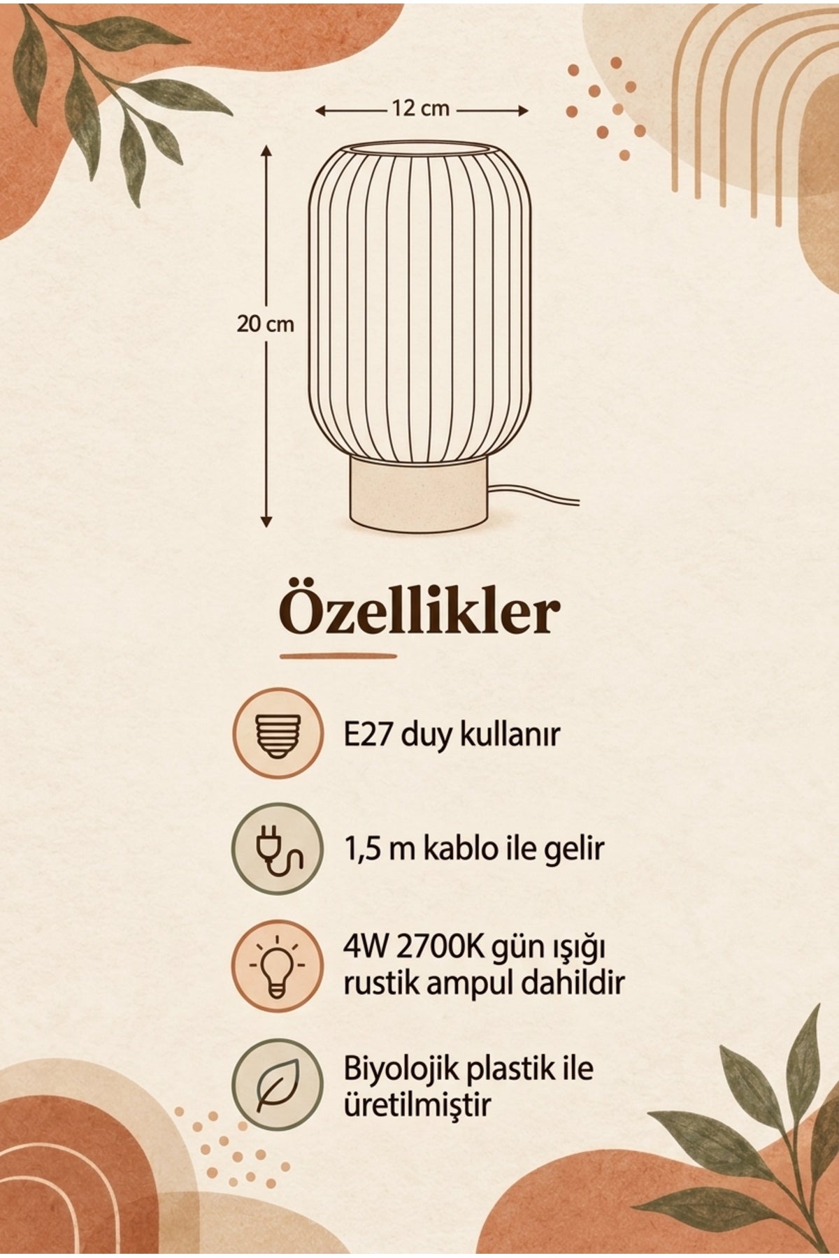 Zuri - Modern Dekoratif Abajur - Masa Lambası, Yatak Odası Komodin Lambası - [Ampul Hediyeli] - Lacivert
